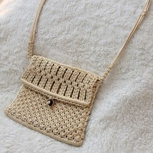 Vintage macrama crossbody bag